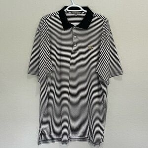 Peter Millar Summer Comfort Men’s Black & White Striped Polo Size XL